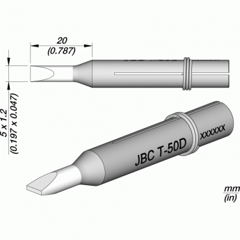 Жало клиновидное прямое для сетевых паяльников JBC Iron Tips 1 12A000706