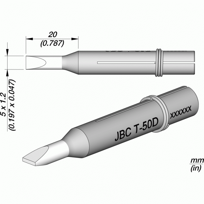 Жало клиновидное прямое для сетевых паяльников JBC Iron Tips 1 12A000706