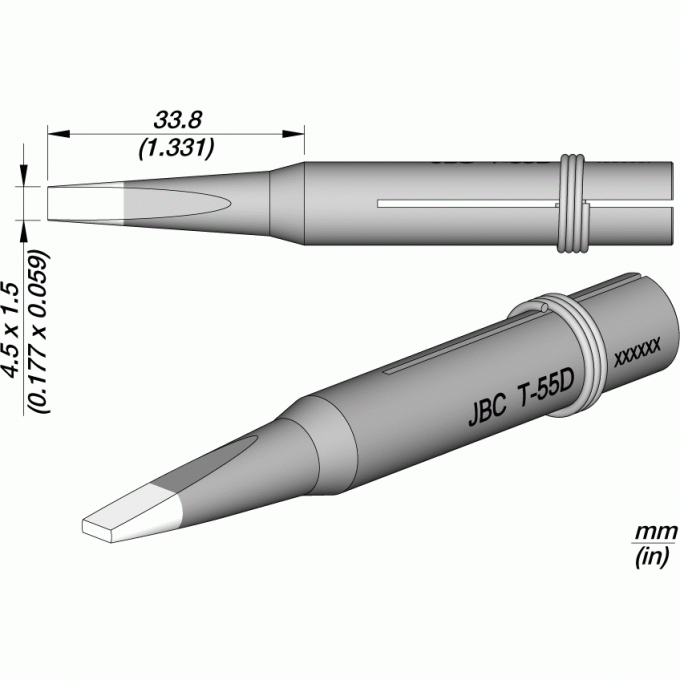 Жало клиновидное прямое JBC 65ST Tips 4.5x1.5x33.8 мм 12A000707
