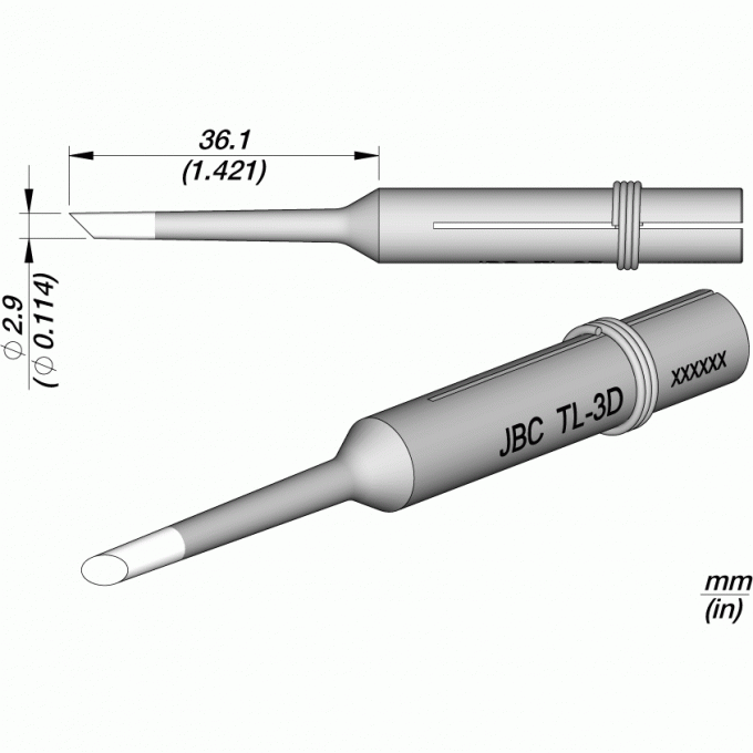 Жало коническое со скосом JBC Iron Tips ⌀2,9 × 36,1 мм для сетевых паяльников 30ST, 40ST, SL2020, IN2100 12A000739